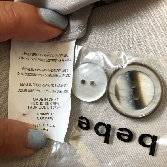 Bebe gray wide leg flared linen dress pants - Picture 7 of 13